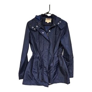 Merona womens spring windbreaker navy polka-dot water resistant sz S